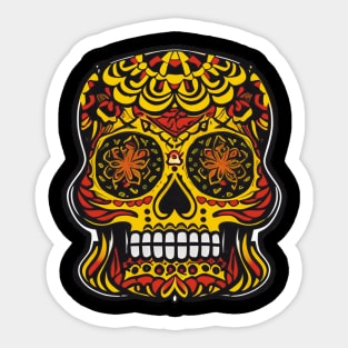 Colorful Red Sugar Skull Art with Yellow Makeup Sticker